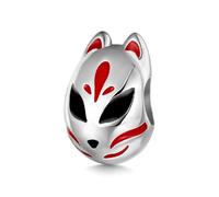 GNOCE Breloque japonaise Kitsune Renard Masque, en argent sterling 925, pour femmes et filles, cadeau de bijoux, 4.5, Argent, Zircone cubique