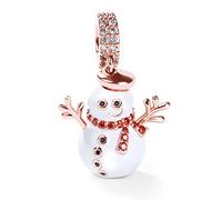 GNOCE Charm Pendentif de Bonhomme de Neige en Argent Sterling 925 "Je T'accompagne Charm Perle Compatible avec Bracelets et Colliers Cadeau de Noël pour Famille Fille Amis