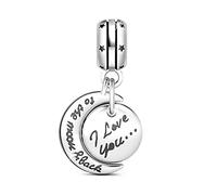 GNOCE Charm Pendentif Forme de Lune Soleil en Argent Sterling 925 "Je t'aime Toujours Charm Perle Compatible avec Bracelets et Colliers Cadeau de Noël pour Femme
