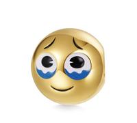 GNOCE Charm Perle emoji Visage qui rit avec des larmes Charm 925 argent sterling - Cadeau pour filles et enfants - Convient à tous les bracelets/colliers, Argent, Pas de pierre précieuse