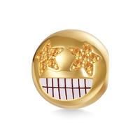 GNOCE Charm Perle Emoji Visage riant avec larmes 925 Argent Sterling Cadeau pour filles et enfants - Convient à tous les bracelets/colliers, Argent, Pas de pierre précieuse