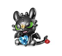 GNOCE Charm Perle How to Train Your Dragon Ohnezahn Embrasse le cœur Charm 925 perles en Argent Sterling pour les Femmes et Les Filles Cadeau de Bijoux (Mars)