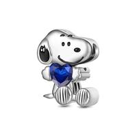 GNOCE Charm Perle Peanuts Snoopy Pendentif En Argent Sterling 925 Avec Pierre De Naissance Idéal Pour Bracelet Ou Collier Pour Les Fans De Snoopy (Saphir de septembre)