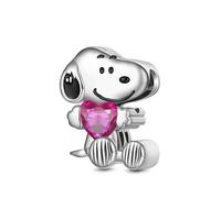 GNOCE Charm Perle Peanuts Snoopy Pendentif En Argent Sterling 925 Avec Pierre De Naissance Idéal Pour Bracelet Ou Collier Cadeau Idéal Pour Les Fans De Snoopy (Juillet Ruby)