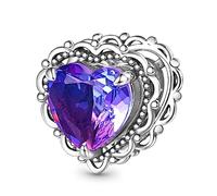 GNOCE Charm Perle Pierre de Lune Cœur Charm 925 Perles en argent sterling Pendentif Bouchon Bijoux Cadeau Fit Serpent Chaîne Bracelets (Toujours)