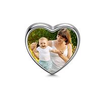 GNOCE Coeur Personnalisé Photo Charm S925 Argent Sterling Je t'aime pour toujours Photo Charm Perles Gravure avec Je t'aime jusqu'à la lune et retour pour Bracelet Collier