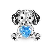 GNOCE Dalmatian Dog Hugs Heart Gemstone Charm Bead 925 Sterling Silver Animal Charms for Charms Bracelet Collier Cadeaux pour Filles Femme Fille (Chien Dalmatien)