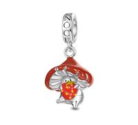 GNOCE Fairydrop Art Pendentif Champignon Encreur En Argent Sterling 925 Breloques Pour Femmes Et Filles Bijoux à Offrir (Champignons aux fraises)