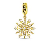 GNOCE Flocon De Neige Pendentif à Breloques En Argent Sterling Plaqué or 18 carats Breloques De Noël Ajustement Bracelet/Collier Cadeau Pour Femmes Filles