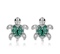 Gnoce Green Turtle Stud Boucles D'oreilles S925 Argent Tortue Dangle Boucles D'oreilles Avec Zircone Cubique Pierre Animaux Mode Boucles D'oreilles Bijoux Cadeau pour Femmes Filles