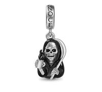 GNOCE Grim Reaper Death Skull Pendentif Dangle Charm 925 Bijoux en Argent Sterling Cadeau pour Femmes Filles Fille Fit Serpent Chaîne Bracelets/Collier