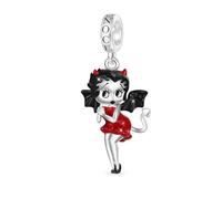 GNOCE Halloween Petit Diable Betty Boop Pendentif Dangle Charm, Breloque Pendentif en Argent Sterling S925 Pour les femmes, les filles, les épouses et les filles, pour la Saint-Valentin et la fête