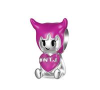 GNOCE Mbti Charm Perle Type De Personnalité Embrasse Le Cœur Charm Argent Sterling 925 Perles Charms Pour Femmes Et Filles Cadeau Bijou (ENTJ)
