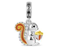GNOCE Pendentif à Breloque écureuil en Argent Sterling Breloque Animale avec Zircone Cubique s'adapte à Tous Les Bracelet/Collier Bijoux De Mode pour Femmes Filles