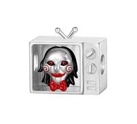 GNOCE Pendentif à Breloque Scie Dangereuse Pendentif Jambe Coupée En Argent Sterling 925 Cadeau Pour Filles Enfants Convient à Tous Les Bracelets/Colliers (Horreur Billy la marionnette)