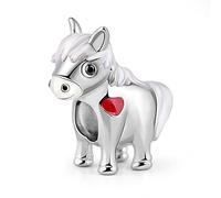 GNOCE Perle Charme de Cheval en Argent Sterling Charme Animal des Signes du Zodiaque Compatible avec Bracelets/Colliers Cadeau de Bijoux pour Femmes et Hommes