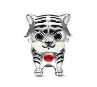 GNOCE Perle Charme de Tigre en Argent Sterling Charme Animal des Signes du Zodiaque Compatible avec Bracelets/Colliers Cadeau de Bijoux pour Femmes et Hommes