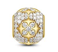 GNOCE Shinning Star S925 Sterling Silver Cubic Zirconia Charm Beads Cadeau Pour Elle Convient Pour Le Collier Conviendra à Toutes Les Grandes Marques De Bracelet Plaqué Or 18 Carats