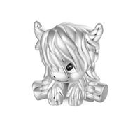 GNOCE Vache Mignon Amour Charme Pour Les Femmes, 14K Blanc Plaqué Or Bracelet Perle Charme pour elle, Bijoux Cadeau Animaux