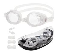 GNOLONG Lunettes de Natation pour Adultes Lunettes de Natation Réglables Protection UV Anti-Buée avec Bouchons d'oreilles pour Hommes Femmes (White)