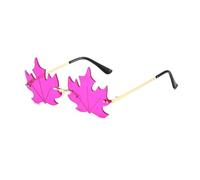 GNOLONG Lunettes de Soleil en Forme de Feuille d'Érable à La Mode-Lunettes Décoratives Vintage Sans Monture Irrégulières à Monture Métallique Drôle pour Femmes Hommes Fête Carnaval (Purple)