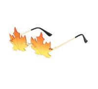 GNOLONG Lunettes de Soleil en Forme de Feuille d'Érable à La Mode-Lunettes Décoratives Vintage Sans Monture Irrégulières à Monture Métallique Drôle pour Femmes Hommes Fête Carnaval (Orange Yellow)