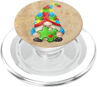 GNOME Autism Awareness Motif with Cute Puzzle Pieces Vintage PopSockets PopGrip pour MagSafe