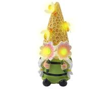 Gnome avec lumière du soleil - Sculpture de jardin en forme d'abeille solaire extérieure, gnome de jardin |