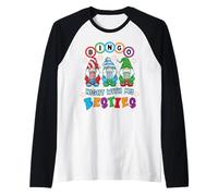 Gnome Bingo Night with My Bestie Gambling Gambler Gift Funny Manche Raglan
