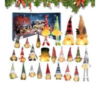Gnome Calendar - 24 Day Dwarf Doll Set Glowing Gnome Decorations | Festive Holiday Desktop & Mantel Décor for Home, Shelf, Christmas Tree, Vacation or Holiday Celebration, 9.06x3.54in