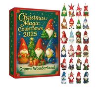 Gnome Countdown Calendar 2025 24 Days Gnome Pendant Countdown To Christmas, 2D Acrylic Collectible Decoration Celebration Festival Holiday Tree Ornament For Girls Boys