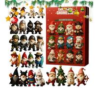 Gnome Countdown - Calendrier de Noël mignon - Pendentif de 24 jours de vacances - Décoration d'arbre 2D en acrylique - Décoration festive en acrylique - Coffret cadeau pour enfants, familles, maison