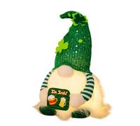 Gnome de la Saint-Patrick, peluche gnomes du jour de la Saint-Patrick, gnomes lumineux vert décorations pour la maison avec chapeau à paillettes de trèfle - Ornements de table, Nordique Tomte St