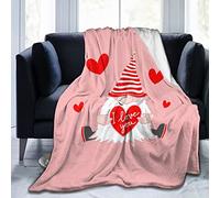 Gnome de la Saint-Valentin avec un cœur rouge Couverture chaude et confortable Couvertures légères Cadeau de la Saint-Valentin romantique Couverture en flanelle pour canapé lit bureau vacances décorat