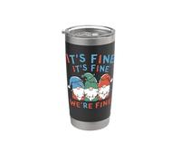 Gnome de Noël amusant It's Fine Holiday Humour Design Gobelet isotherme en acier inoxydable double paroi
