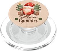 GNOME de Noël avec Un Ski et 2 sapins de Noël, Beige PopSockets PopGrip pour MagSafe
