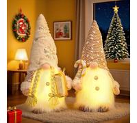 GNOME de Noel Lumineux, 2 Pcs Kit Gnome De Noel Lumineux, Gnome Sapin De Noel Decoration, Noel Lutin Farceur en Peluche, Deco Figurine Peluche Avec Led Pour Interieur Maison Mural Fenetre Porte