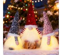 GNOME de Noël Lumineux pour Décoration Noel: 3 Pièces Lutin de Noël Farceur Peluche Fait à la Main pour Decoration de Sapin et Table - Père Noël Elf pour Maison, Décoration Intérieure et Cadeau Noel