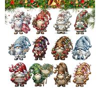 Gnome de Noël Ornements suspendus en bois - Gnomes de Noël Pendant, ornements de gnome en bois pour Christmâs Tree | 24 Signe d'ornement Woodên Gnomes | Ornement du charme Gnomês, décor d'arbre Christ