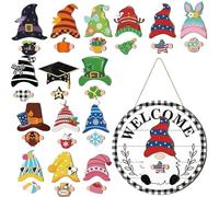 Gnome Door Sign, Interchangeable Design With Magnet Pieces, Halloween Gnome Welcome Sign Decor For Home Front Door, Yard, Seasonal Party Decorations, Cute Indoor Outdoor Holiday Doors Ornement