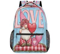 Gnome En Forme De Cœur Pour La Saint-Valentin Cartable Scolaire Antivol Cartables Scolaires Léger Sacs D'École Pour Voyage Sport Homme 29X40Cm