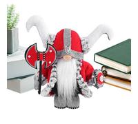, gnome - Figurine en peluche naine | Tenant une hache et un bouclier portant une cape, décor de guerrier suédois médiéval Miniature pour les décorations de Table d'étagère de plateau à plusieurs nive