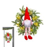 GNOME Front Door Wreath | Artificial Rustic Festive Holiday Decor | Farmhouse Glowing GNOME Sign | for Window Wall Farmhouse Office Store Yard