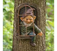 Gnome Garden Statue Outdoor,Dwarfs Ornaments Evil and Coarse Funny Outdoor Gnomes,Waterproof Resin Statuette Hanging Decoration Lawn(B)