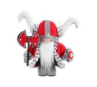 Gnome Guerrier ,- Miniature de gnome de ferme,Tenant une hache et un bouclier portant une cape, décor de guerrier suédois médiéval Miniature pour les décorations de Table d'étagère de plateau à plusie