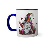 Gnome Happy Peace Rock Hippie Tasse à l'intérieur de couleur bleu avec poignée 330ml