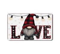 Gnome Love Tapis de séchage à vaisselle pour comptoir de cuisine, tapis en caoutchouc absorbant à carreaux rouges rustiques, vacances d'hiver, tapis de séchage en cuir PU, 30,5 x 50,8 cm