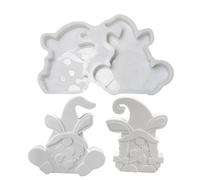 Gnome Molds for Clay, 2 Pieces Rabbit Silicone Casting Template, 10x7cm Flexible Material, Resin Wax Plaster Accessory, Spring Holiday Party Decoration Tool for Bookshelf Dinner