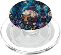GNOME Stained Glass Effect Art Stain Glass Purple Floral PopSockets PopGrip pour MagSafe