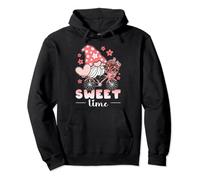 Gnome sur un vélo, avec des fleurs roses et un cœur Sweat à Capuche